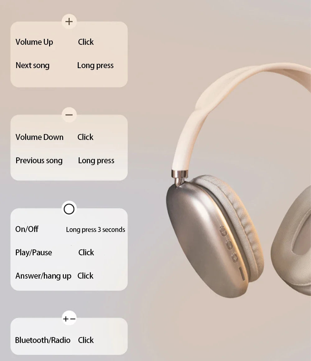 Écouteurs Sans Fil P9 - Bluetooth, Micro Intégré, Réduction de Bruit, Sport & Gaming