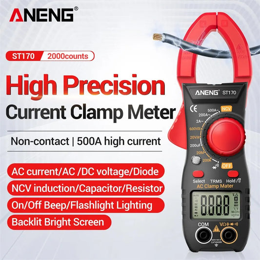 ANENG ST170 Pince Ampèremétrique & Multimètre - Écran HD Rétroéclairé, Testeur Électrique Sans Contact