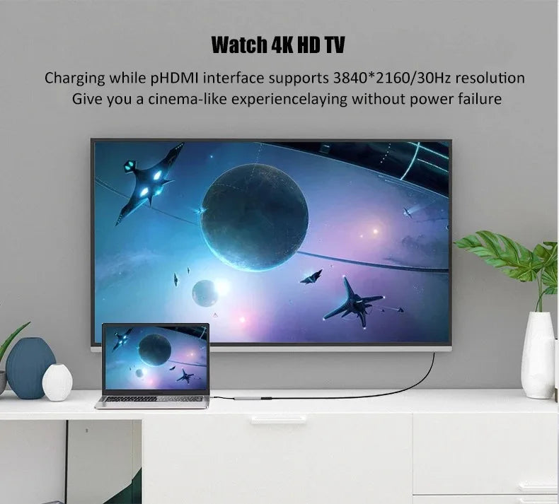 Hub USB-C Multifonction – Adaptateur Type-C vers HDMI 4K, SD/TF, PD Charge Rapide