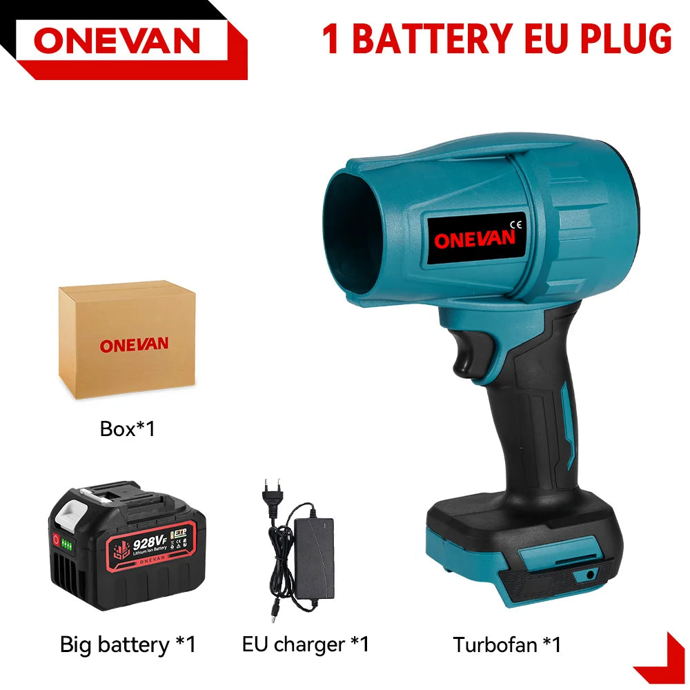 ONEVAN Souffleur Électrique Brushless 2000W - Turbo Jet 200M/S, Séchage Voiture & Soufflage Poussière, Compatible Batterie Makita 18V