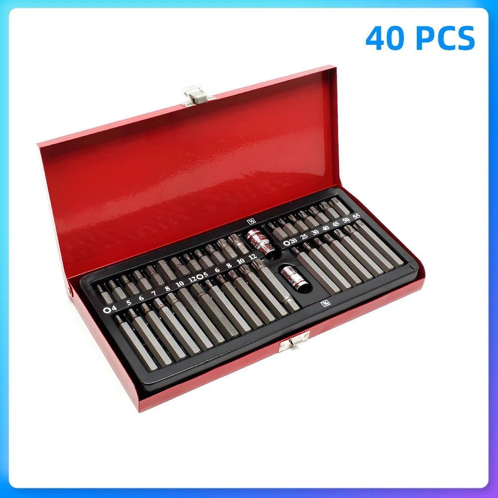 Kit Douilles Torx & Hex 40 Pièces – Outils de Réparation Auto et Mécanique !