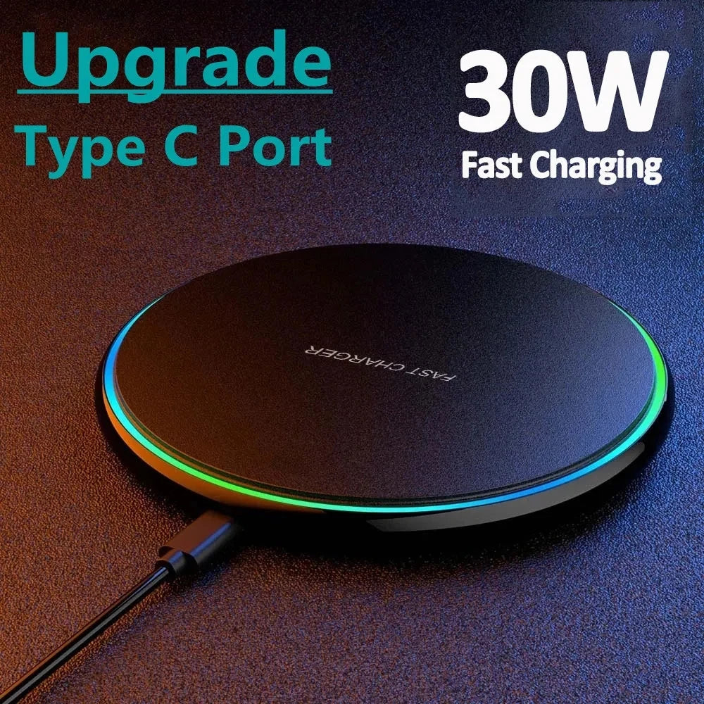 Chargeur Sans Fil 30W - Station de Charge Rapide Induction pour iPhone 15/14/13/12 Pro Max, Samsung S23/S22, Xiaomi, Huawei