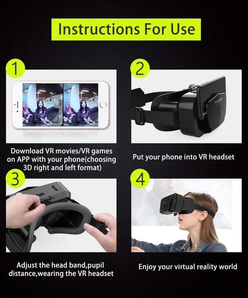 Casque de Réalité Virtuelle VR - Lunettes 3D pour Smartphones, Expérience Immersive pour Jeux & Vidéos