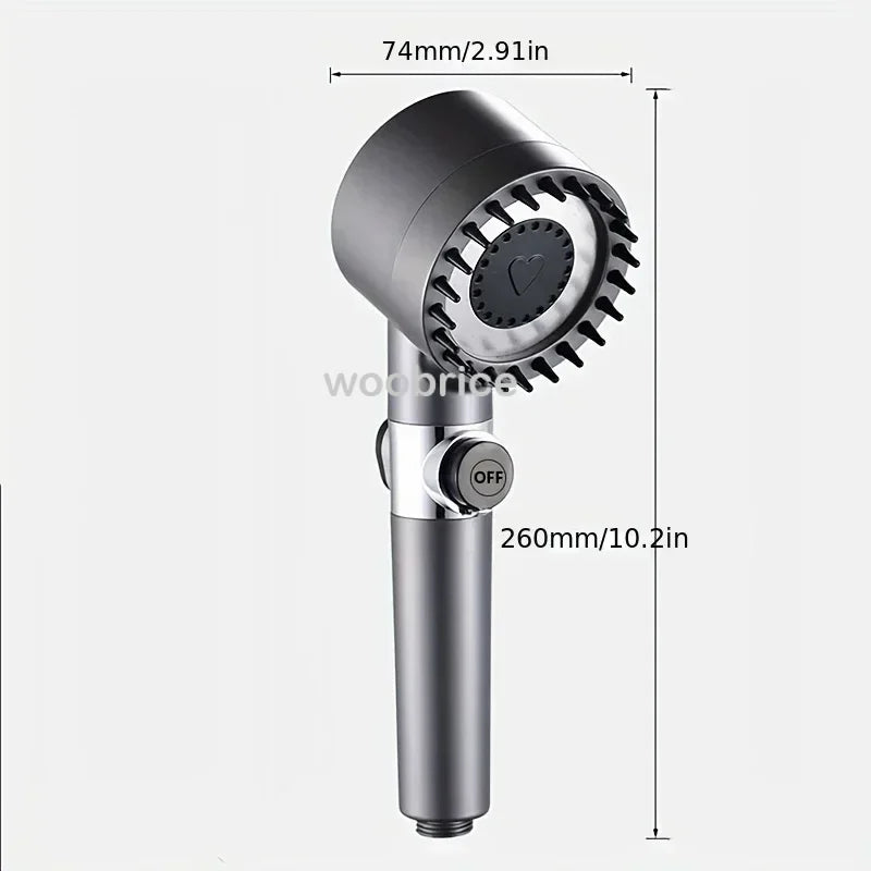 Pommeau de Douche Haute Pression - 3 Modes, Filtre Purifiant, Brosse de Massage Intégrée, Économie d'Eau