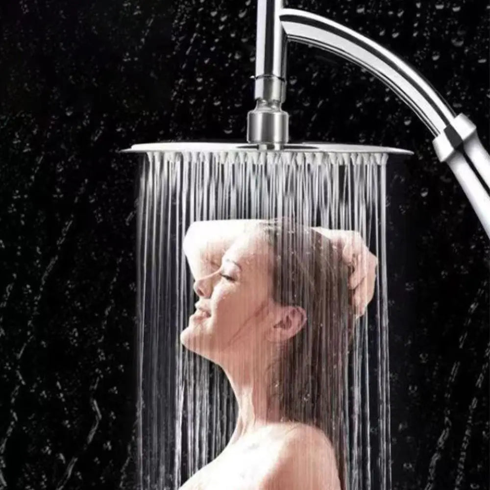 Pommeau de Douche Carré en Acier Inoxydable - Haute Pression, Effet Pluie, Extension Courbée pour Douche Spacieuse