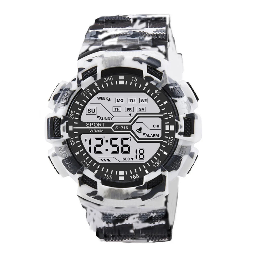 Montre Sport Étanche pour Homme - Grand Écran LED, Multifonction, Affichage Lumineux, Style Militaire