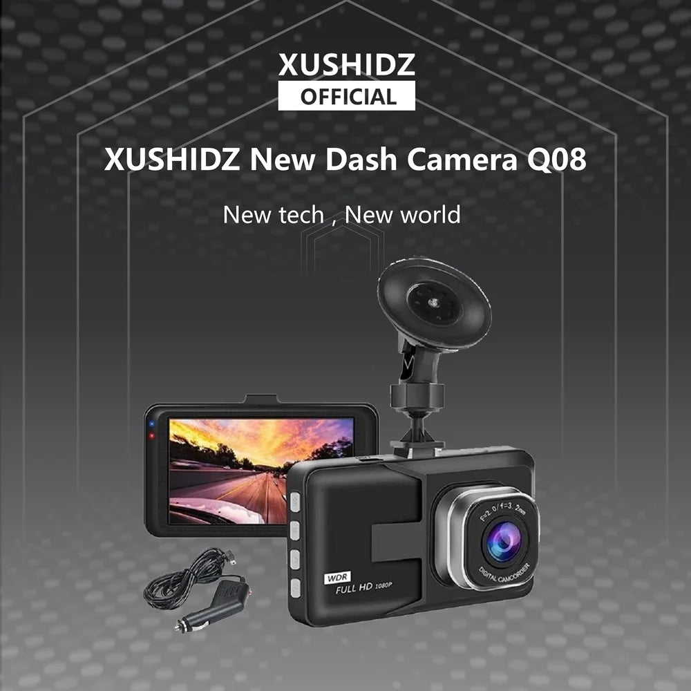 XUSHIDZ 1080P HD Dash Cam - Enregistreur Vidéo DVR Voiture, Vision Nocturne, Surveillance 24h, G-Sensor, Enregistrement en Boucle