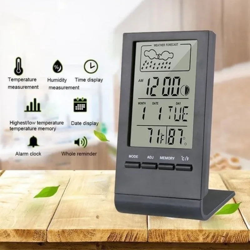 Horloge Numérique LED Multifonction - Thermomètre, Hygromètre, Réveil, Station Météo Intérieure/Extérieure