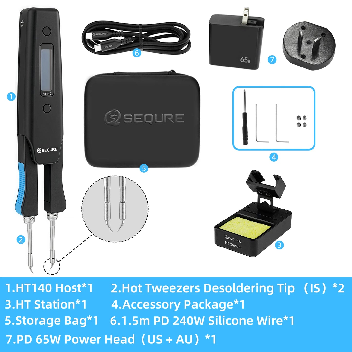 SEQURE HT140 2-en-1 – Pince Chauffante & Fer à Souder Portable, Compatible C210