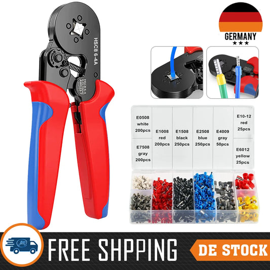 Kit de Pince à Sertir – HSC8 6-4A (0.25-10mm²) pour Cosses et Bornes Électriques