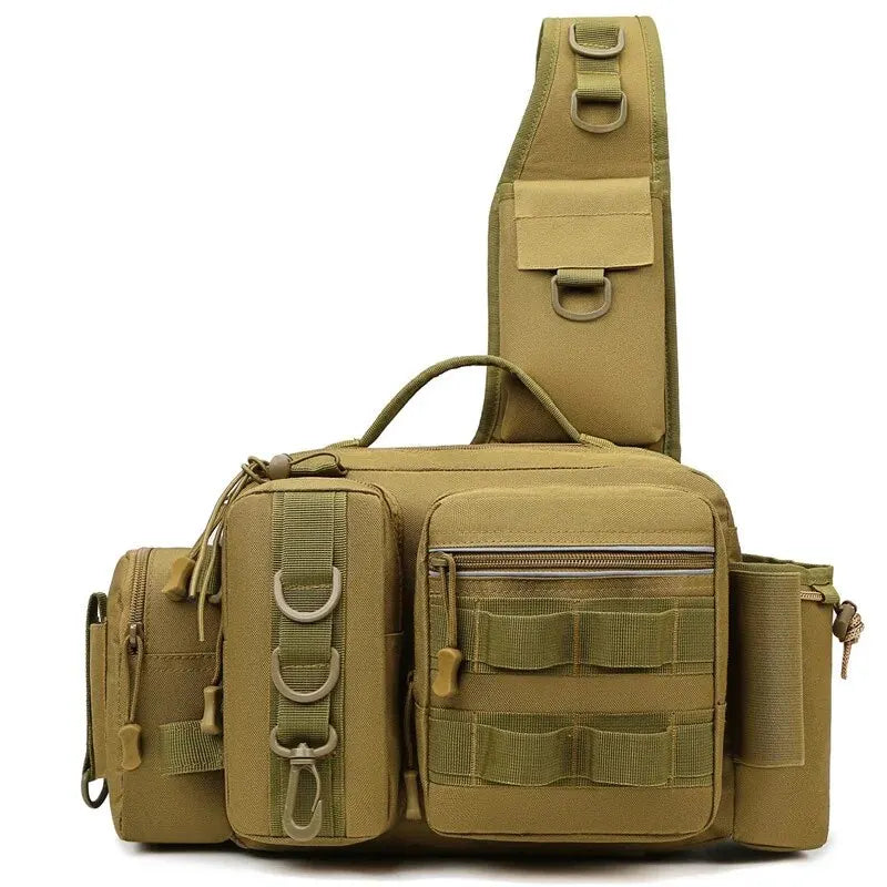 Sac à Dos de Pêche Multifonction - Rangement Leurres & Matériel, Sac à Bandoulière avec Porte-Canne, Idéal pour la Pêche à la Mouche & Spinning