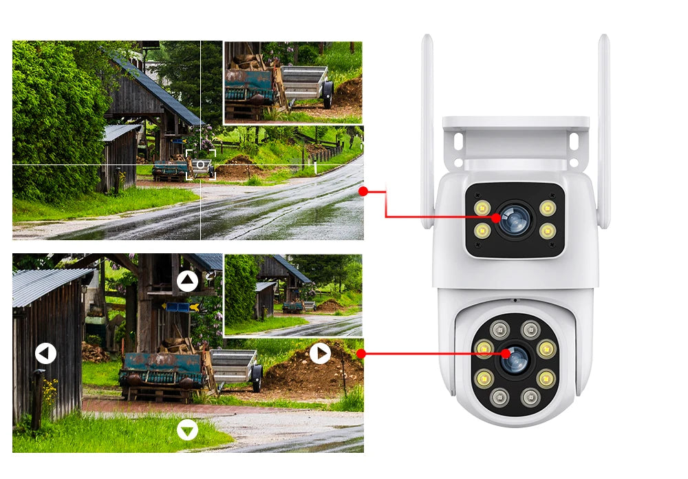 Caméra de Surveillance Tuya 4K 8MP - Double Objectif, PTZ WiFi, AI Tracking, Vision Nocturne, Audio Bidirectionnel, Sécurité Extérieure