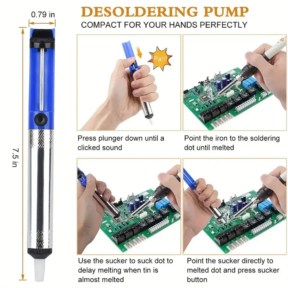 Pompe à Dessouder en Métal - Outil de Dessoudage en Aluminium, Aspiration de l’Étain, Stylo Videur de Soudure