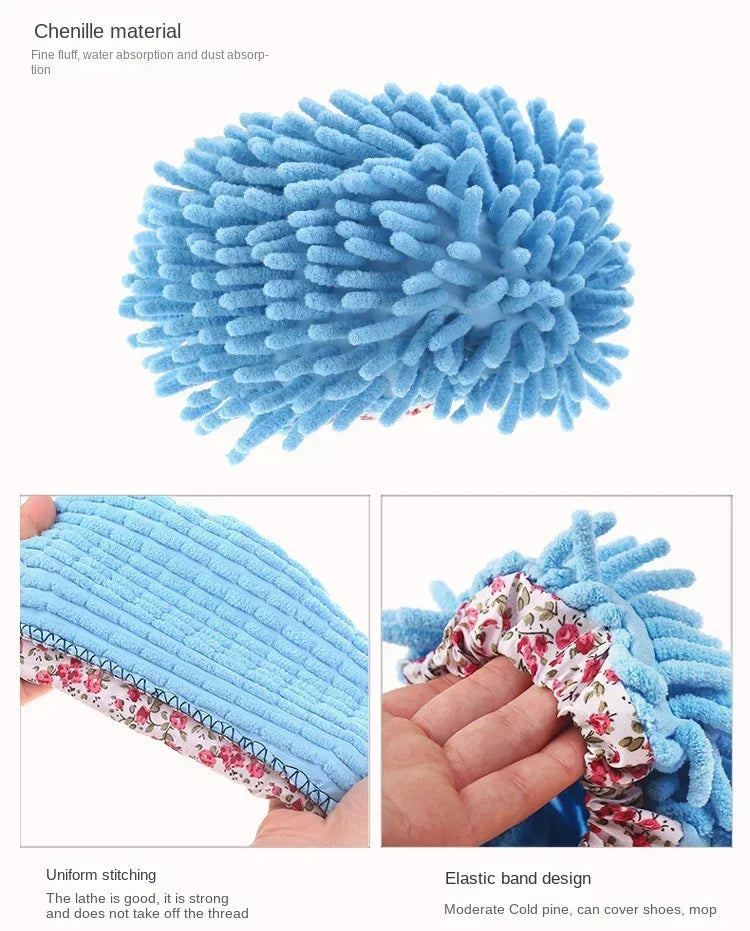 Chaussons de Nettoyage Microfibre - Chaussons Multifonctions pour Sol, Lavables & Réutilisables, Idéal pour un Nettoyage Sans Effort