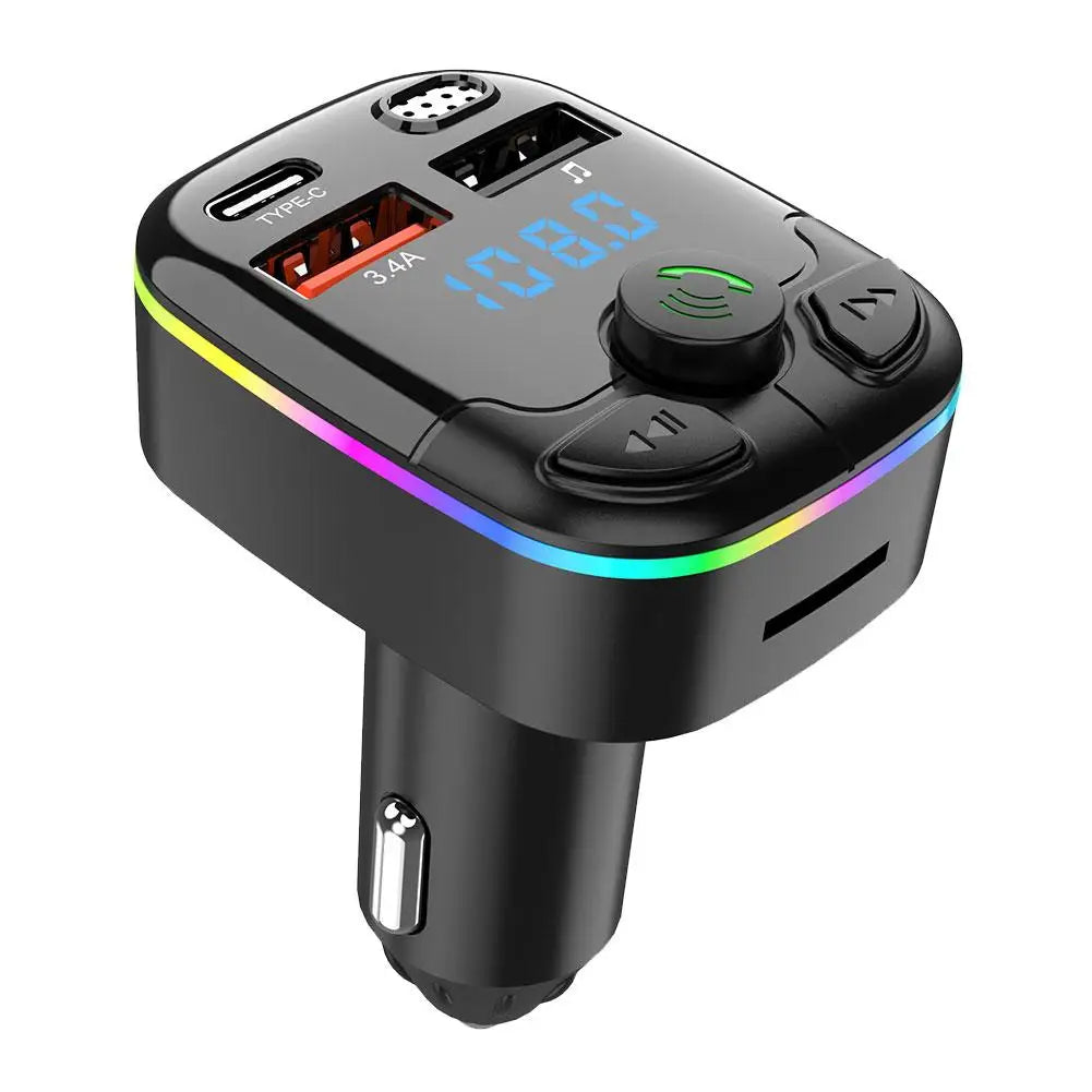 Transmetteur FM Sans Fil pour Voiture - Adaptateur Bluetooth, Chargeur USB Double, Lecteur MP3 & Kit Mains Libres