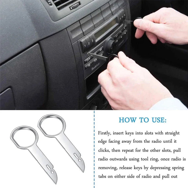 Lot de 4 Outils d’Extraction pour Autoradio - Clés de Dépose Stéréo Universelles, Outil de Démontage & Installation