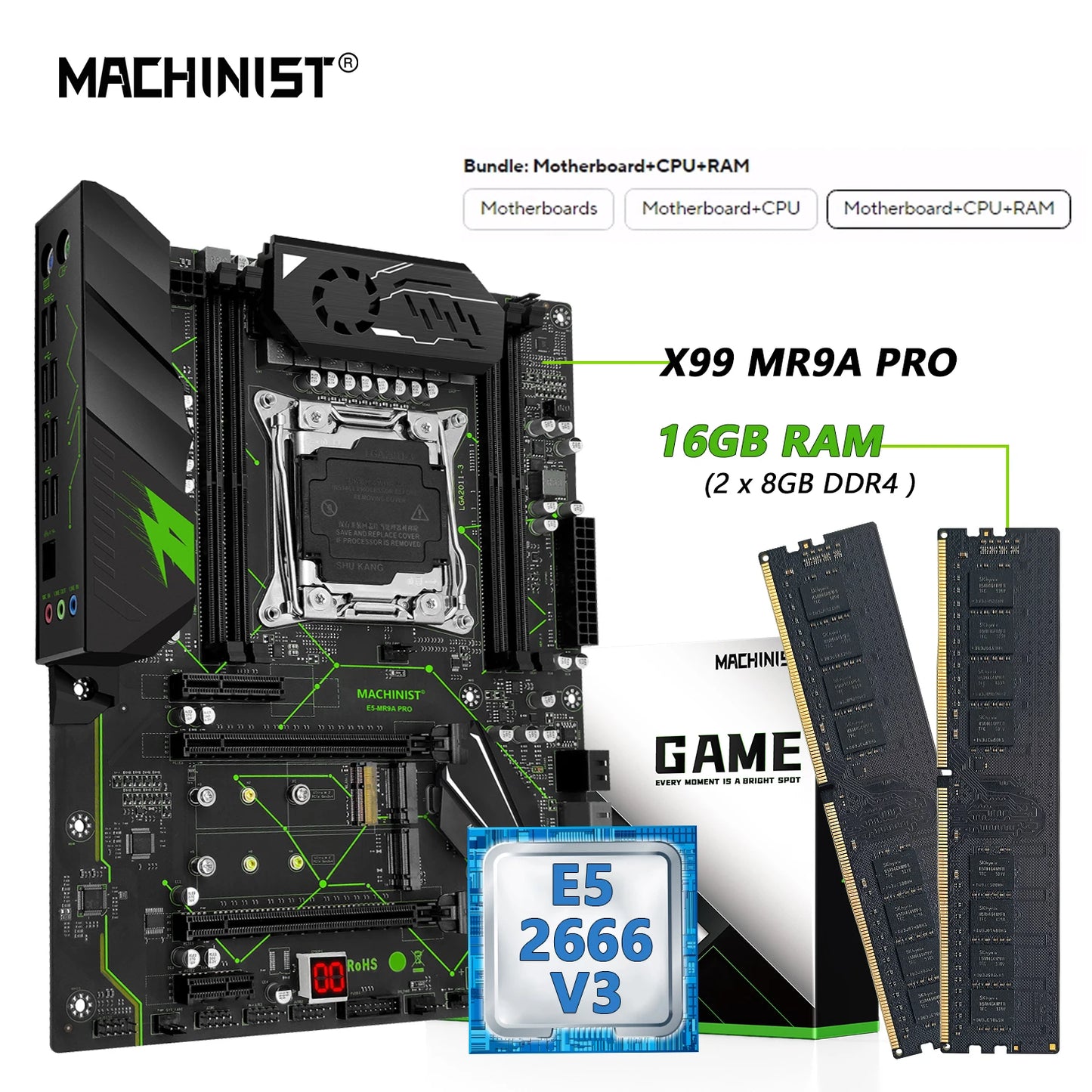 Kit Carte Mère MACHINIST MR9A PRO X99 – Combo avec Xeon E5 2666 V3 & 32GB DDR4