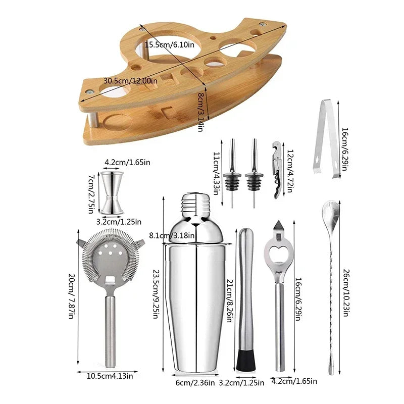 Kit Cocktail Shaker en Acier Inoxydable – 1/3/6/9/11 Pièces, Outils de Barman