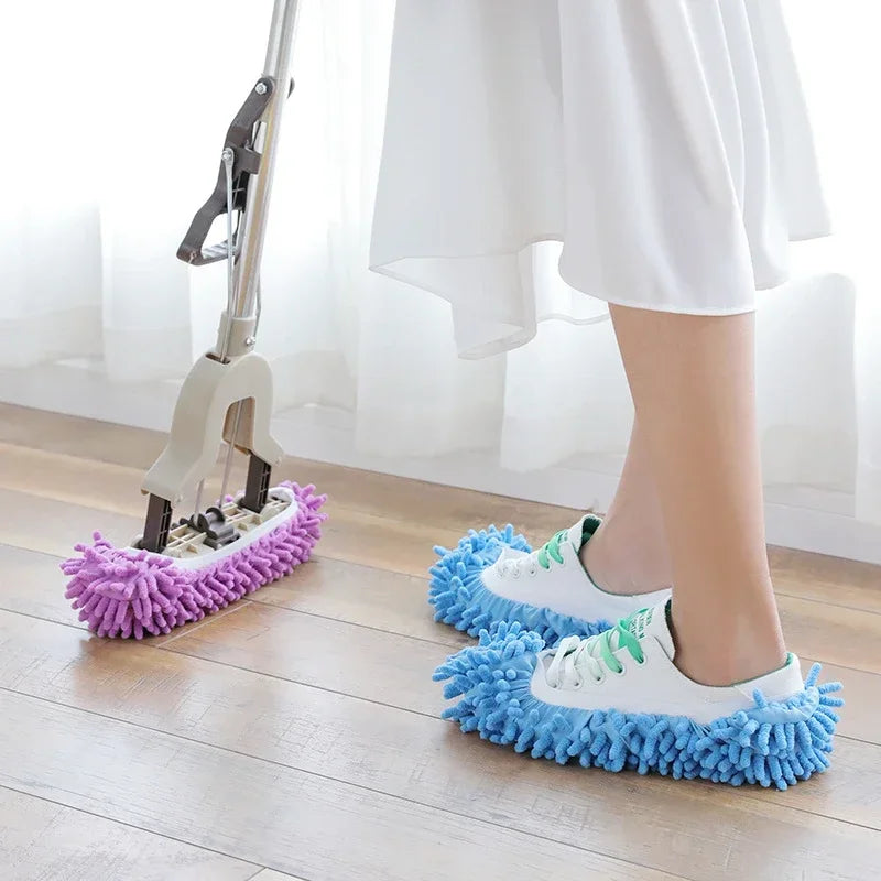 Chaussons de Nettoyage Microfibre - Chaussons Multifonctions pour Sol, Lavables & Réutilisables, Idéal pour un Nettoyage Sans Effort